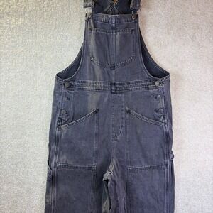 Madewell Overalls Men's Large Tall LT Black Denim Carpenter Utility Double Knee